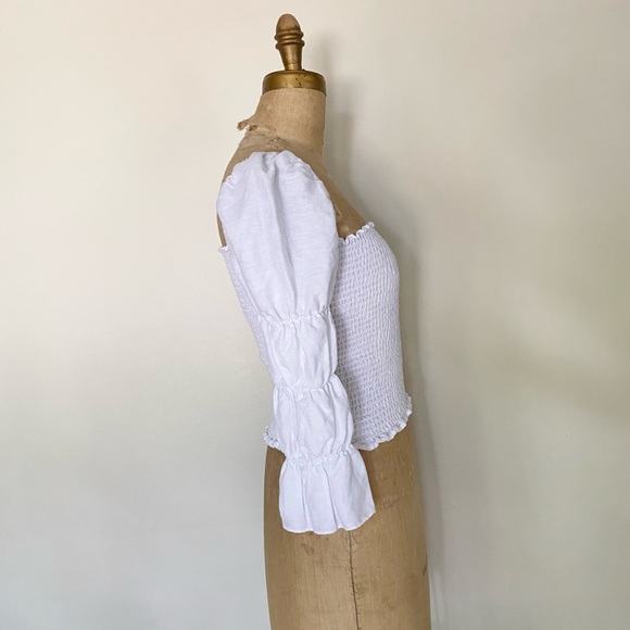 REFORMATION White Smocked Top | Size S/M - Picture 5 of 12